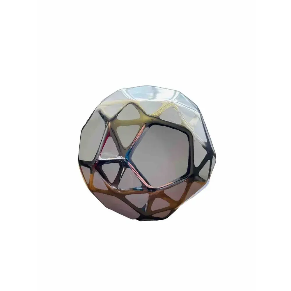 Decorative Ceramic Orb White With Silver Accents Home Decor 5.5 In Art